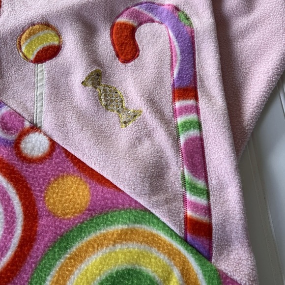 Vintage Shane Lee Inc Pink Holiday Candy Fleece Top Women's L USA Made - Picture 3 of 8